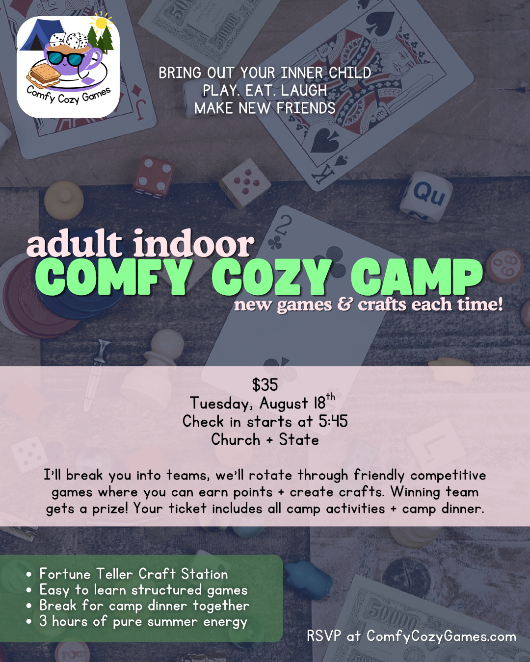 CANCELED Adult Indoor Comfy Cozy Camp